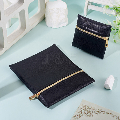 2Pcs 2 Styles Rectangle Square PU Leather Jewelry Gift Zipper Bags ABAG-TADJ0001-01A-1