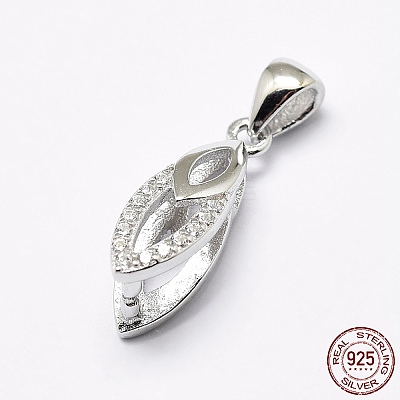 Anti-Tarnish Rhodium Plated 925 Sterling Silver Micro Pave Cubic Zirconia Pendant Bails STER-E053-35P-1