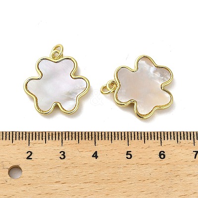 Brass Pave Shell Pendants KK-K365-08A-G-1