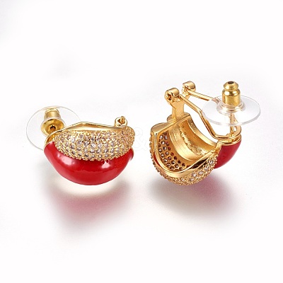 Brass Micro Pave Cubic Zirconia Stud Earrings EJEW-F192-01G-1