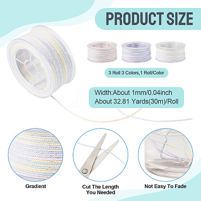 3 Roll 3 Colors Segment Dyed Cotton & Metallic String Threads OCOR-TA0004-12-1