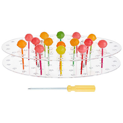 Oval Acrylic Lollipop Display Risers ODIS-WH0038-58-1