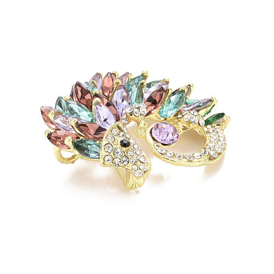 Rhinestone Hedgehog Badge JEWB-E013-02G-03-1