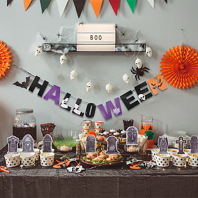 Halloween Decoration Paper Flag Banners DIY-WH0453-12A-1