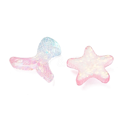 Gradient Color Marine Organism Theme Transparent Resin & Sequin Cabochons RE-CBA1A08-01-1