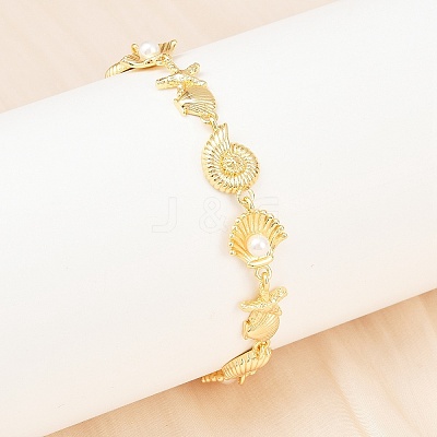 Brass Link Chain Bracelets for Women BJEW-A090-07A-G-1