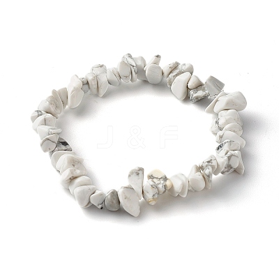 Synthetic White Howlite Chip Bead Stretch Bracelets for Children BJEW-JB06388-07-1