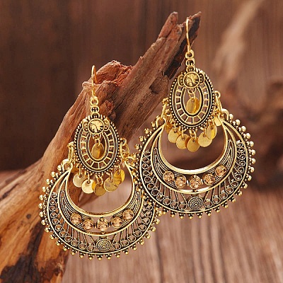 Teardrop Bohemian Style Alloy Rhinestone Dangle Earrings FS-WG4F242-02-1