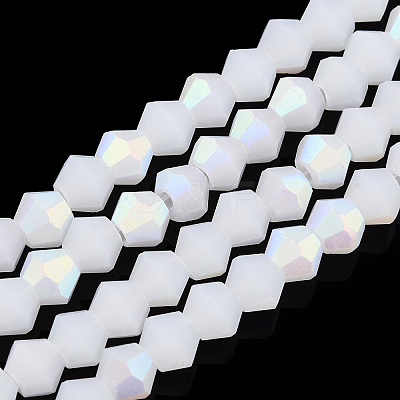 Imitation Jade Bicone Frosted Glass Bead Strands GLAA-F029-JM4mm-A06-1