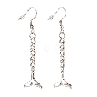 Tarnish Resistant Curb Chains with Charm Long Dangle Earrings EJEW-JE04963-1