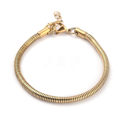 Ion Plating(IP) 304 Stainless Steel Round Snake Chain Bracelets BJEW-O186-08C-G-1