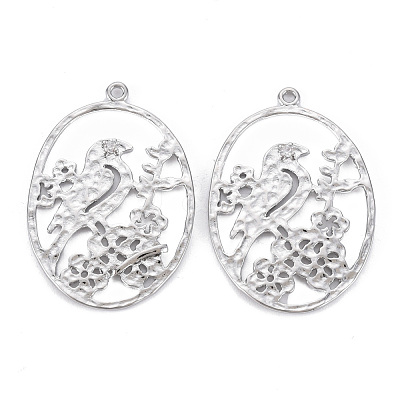 Brass Micro Pave Clear Cubic Zirconia Pendants KK-S356-552P-NF-1
