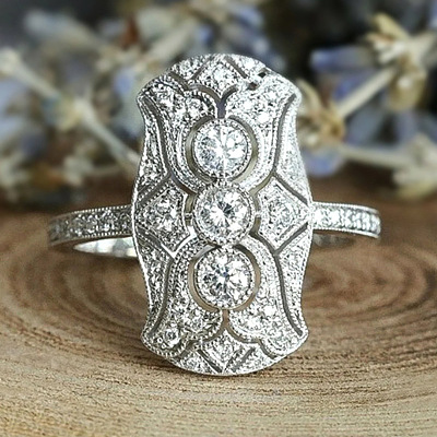 Retro Brass & Cubic Zirconia Finger Rings FS-WGF6FC6-01-1