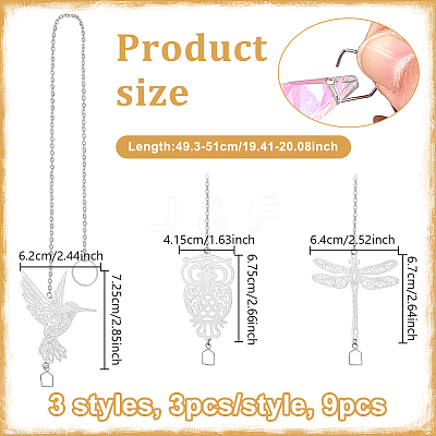 9Pcs 3 Styles 304 & 201 Stainless Steel Suncatchers HJEW-NB00287-1