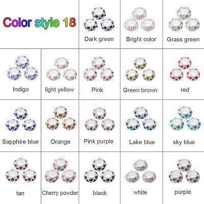 Alloy Rhinestone European Beads Set CPDL-PH0001-01-1