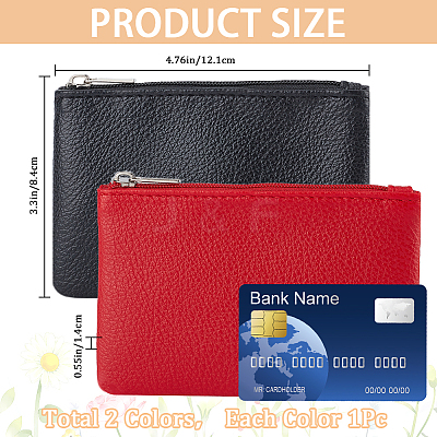 2Pcs 2 Colors Litchi Print PU Leather Zip Pouches ABAG-CP0001-08B-1