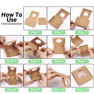 Square Kraft Paper Jewelry Storage Boxes CON-TAC0001-04A-1