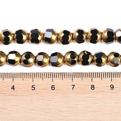 Electroplate Glass Beads Strands X-EGLA-Q128-04A-FP06-1