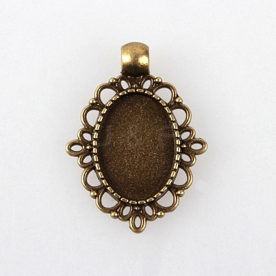 Vintage Tibetan Alloy Pendant Cabochon Bezel Settings X-TIBEP-M018-38AB-NF-1