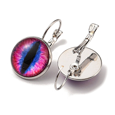 Dragon Eye Glass Leverback Earrings with Brass Earring Pins EJEW-Q798-01C-1