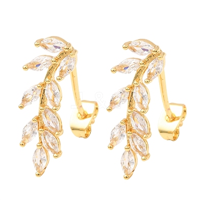 Brass Pave Cubic Zirconia Stud Earrings for Women KK-CBADCD7-01G-1