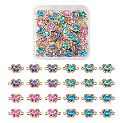 48Pcs 4 Colors Alloy Crystal Rhinestone Connector Charms FIND-SW0001-26-1