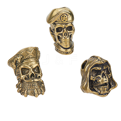 3Pcs 3 Styles Brass European Knife Beads for Lanyard Pendant KK-HY0003-59AG-1
