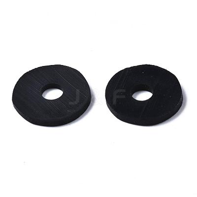Flat Round Handmade Polymer Clay Beads CLAY-R067-12mm-42-1