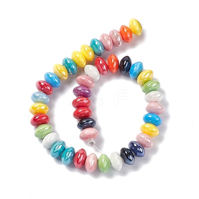 Glazed Porcelain Rondelle Beads PORC-E018-01-1