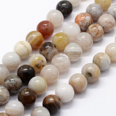 Natural Bamboo Leaf Agate Beads Strands G-I199-13-4mm-1