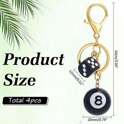 4Pcs Plastic & Resin Keychain KEYC-ME00009-1