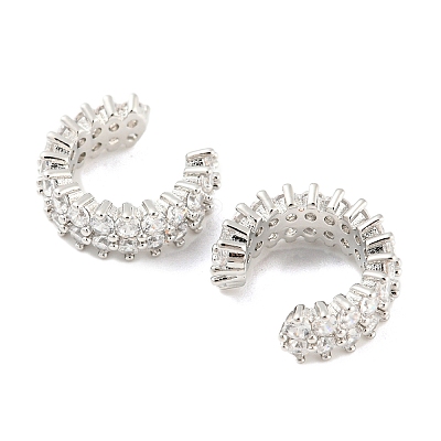 Rack Plating Brass Cubic Zirconia Cuff Earrings EJEW-K245-39P-1
