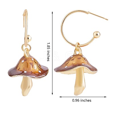 Enamel Mushroom Dangle Stud Earrings JE987E-1