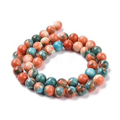 Synthetic Ocean White Jade Round Bead Strands G-M165-8mm-04-1