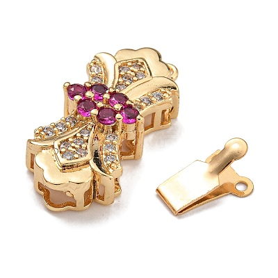 Brass Micro Pave Cubic Zirconia Box Clasps KK-U037-17G-01-1