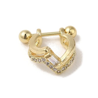 Rack Plating Brass Pave Clear Cubic Zirconia Nose Studs for Women Men EJEW-C097-23E-G-1