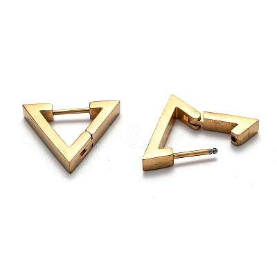 304 Stainless Steel Triangle Huggie Hoop Earrings STAS-J033-02B-G-1