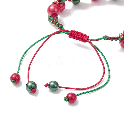 Christmas Glass Pearl Beaded Braided Beade Bracelets for Women BJEW-MZ00254-1
