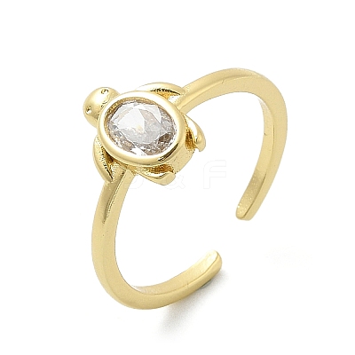 Clear Cubic Zirconia Open Cuff Rings RJEW-A061-03G-1