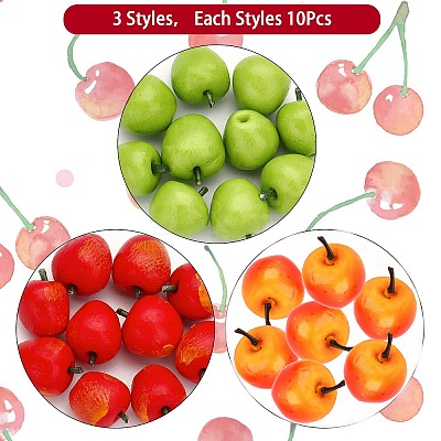 30Pcs 3 Style Mini Clay Imitation Apples DJEW-CA0001-31-1