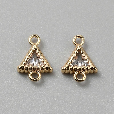 Brass Pave Clear Cubic Zirconia Connector Charms KK-WH0062-71C-G-1