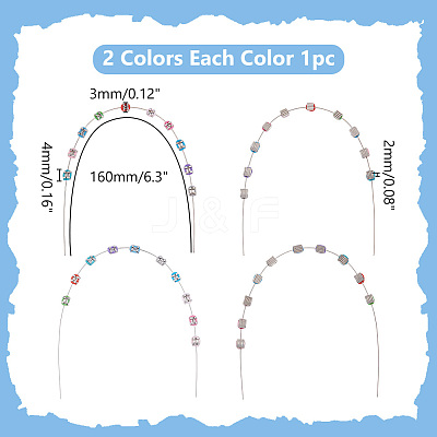2Pcs Rubber Temporary Tooth Decoration with Stainless Steel Wires AJEW-WH0752-118-1