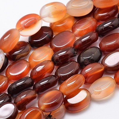 Natural Carnelian Oval Bead Strands G-L290-02-1