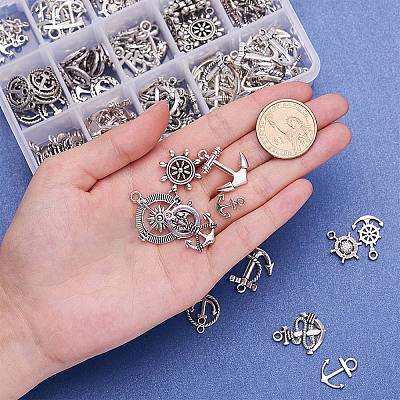 Tibetan Silver Anchor & Helm Pendants TIBEP-PH0004-15AS-1