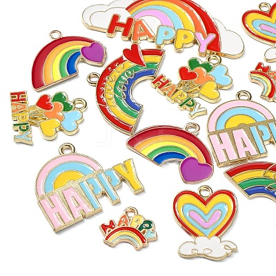 14Pcs 7 Styles Zinc Alloy Enamel Pendants ENAM-CJ0002-70-1