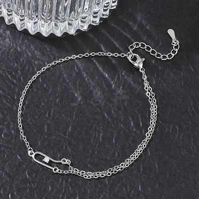 Brass Micro Pave Clear Cubic Zirconia Link Bracelets BJEW-E114-01E-P-1