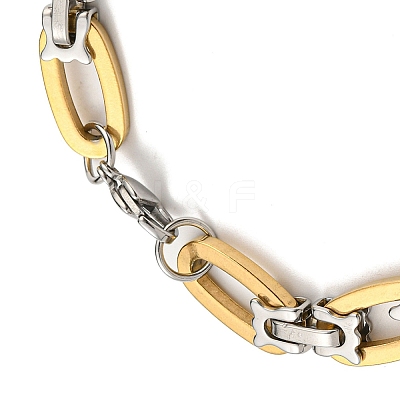 Ion Plating(IP) Two Tone 201 Stainless Steel Oval Link Chain Bracelet BJEW-B078-16GP-1