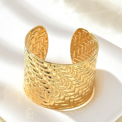 304 Stainless Steel Cuff Bangles for Women BJEW-Z096-05G-1