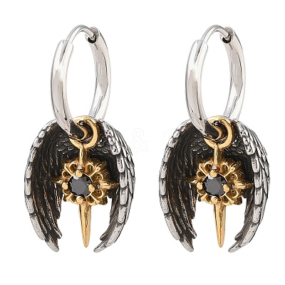316 Surgical Stainless Wing Hoop Earrings EJEW-C160-12AS-02-1