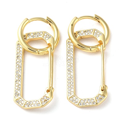 Rack Plating Brass Micro Pave Cubic Zirconia Dangle Hoop Earrings EJEW-M230-21G-1